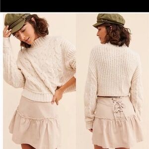 Free People positano tiered mini corset champagne skirt. Size 6